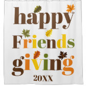 タイポグラフィカラフルハッピーフレンドシップ秋 シャワーカーテン (正面)