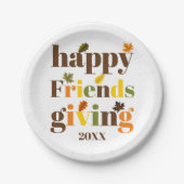 タイポグラフィカラフルハッピーフレンドシップ秋 ペーパープレート (正面)