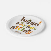 タイポグラフィカラフルハッピーフレンドシップ秋 ペーパープレート (アングル)