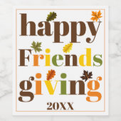 タイポグラフィカラフルハッピーフレンドシップ秋 ワインラベル (シングルラベル)