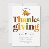 タイポグラフィカラフルパンプキンサンクスギビング招待状 招待状 (正面)