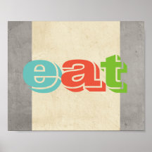 タイポグラフィキッチン食べポスターグレーとベージュ色