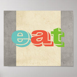 タイポグラフィキッチン食べポスターグレーとベージュ色 ポスター