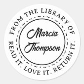 タイポグラフィクラシックスクリプト蔵書票 ラウンドシール (正面)