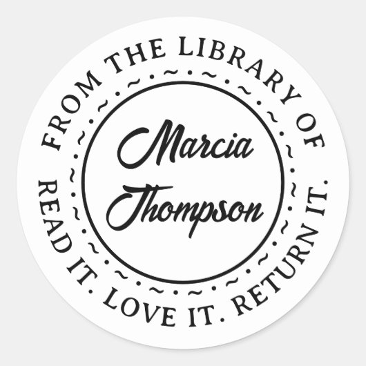 タイポグラフィクラシックスクリプト蔵書票 ラウンドシール (正面)