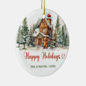 タイポグラフィクラシックハッピーホリデーズジンジャーパン セラミックオーナメント (右)