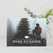 タイポグラフィクラシックハンターグリーン写真卒業 招待状 (スタンド正面)