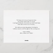 タイポグラフィクラシックフォトコラージブルークリスマス 箔シーズンカード (裏面)