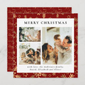 タイポグラフィクラシックレッド | 家族の写真クリスマス シーズンカード (正面/裏面)