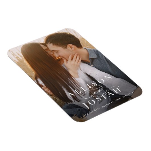 タイポグラフィクラシック写真ウェディング日付を保存 マグネット (右側)