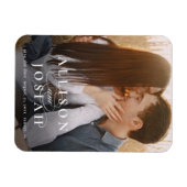 タイポグラフィクラシック写真ウェディング日付を保存 マグネット (横)