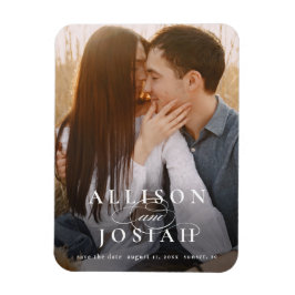 タイポグラフィクラシック写真ウェディング日付を保存 マグネット