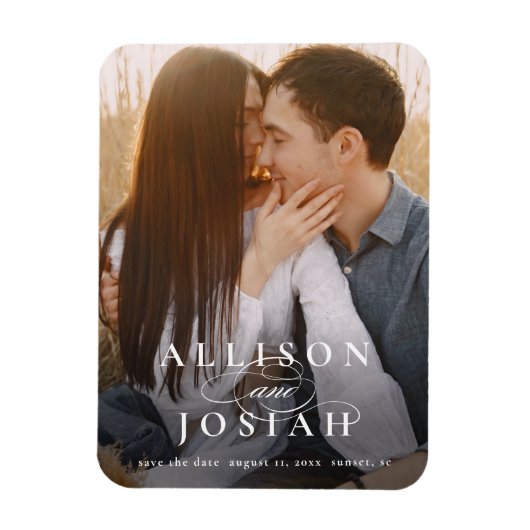 タイポグラフィクラシック写真ウェディング日付を保存 マグネット (縦)