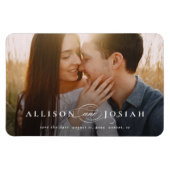 タイポグラフィクラシック写真ウェディング日付を保存 マグネット (横)