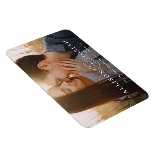 タイポグラフィクラシック写真ウェディング日付を保存 マグネット (右側)