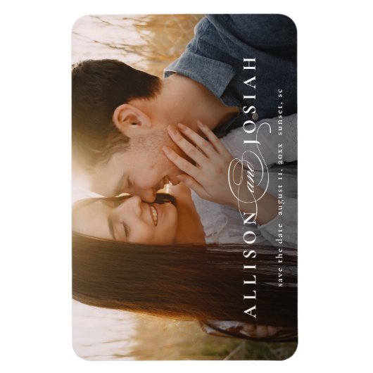 タイポグラフィクラシック写真ウェディング日付を保存 マグネット (縦)