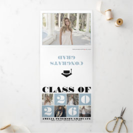 タイポグラフィクラスの2025 photo collage dusty blue 三つ折り案内状