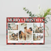 タイポグラフィクラスプレイドフォトコラージュクリスマス シーズンカード (スタンド正面)