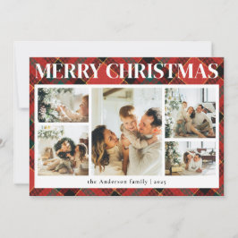 タイポグラフィクラスプレイドフォトコラージュクリスマス シーズンカード