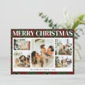 タイポグラフィクラスプレイドフォトコラージュクリスマス シーズンカード (スタンド正面)