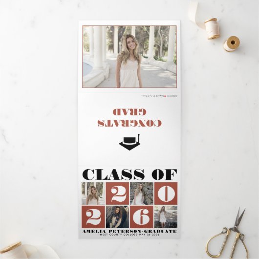 タイポグラフィクラス2023 photo collage terracotta 三つ折り案内状 (外部)