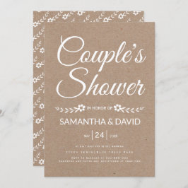 タイポグラフィクラフト紙カップルのシャワ結婚ー 招待状