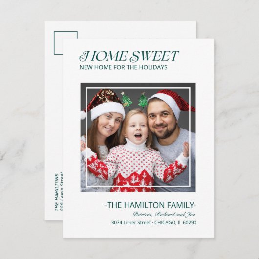 タイポグラフィクリスマスの動く告知の写真 シーズンポストカード (正面/裏面)