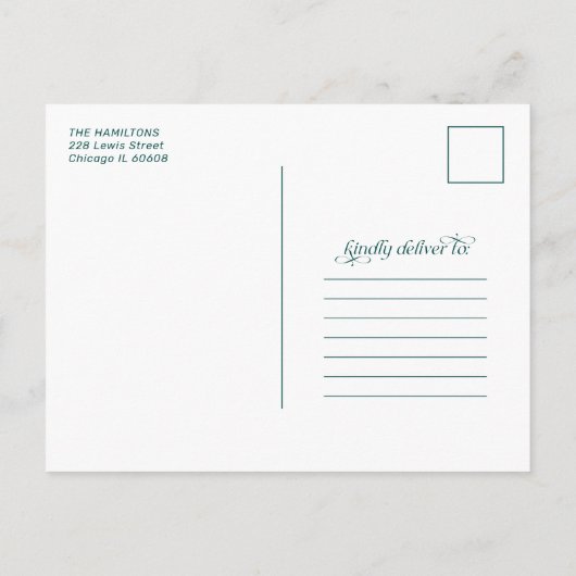 タイポグラフィクリスマスの動く告知の写真 シーズンポストカード (裏面)