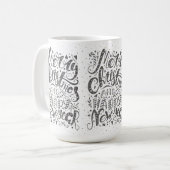 タイポグラフィクールメリークリスマスハッピー新年 コーヒーマグカップ (正面左)