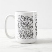タイポグラフィクールメリークリスマスハッピー新年 コーヒーマグカップ (左)