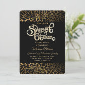 タイポグラフィクール金ゴールドブラックヒョウ甘い16 招待状 (スタンド正面)