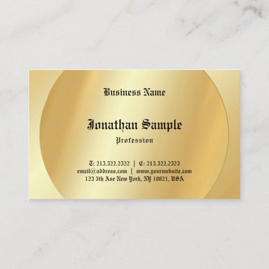 タイポグラフィグラマラスフェイク金ゴールドテンプレートオールド文字 名刺 (裏面)