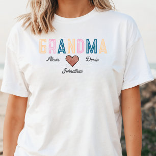 タイポグラフィグランドキッズ名おばあちゃんの発表 Tシャツ