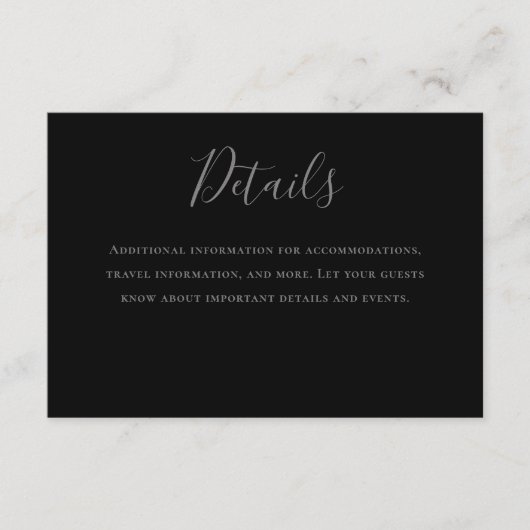 タイポグラフィグレイ結婚ブラック詳細 エンクロージャーカード (正面)