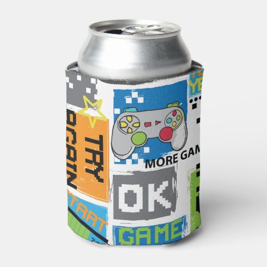 タイポグラフィゲームのピクセルよくはしゃぐ：背景。 缶クーラー (缶正面)