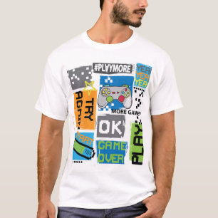タイポグラフィゲームのピクセルよくはしゃぐ：背景。 Tシャツ