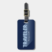 タイポグラフィシャドモダンーブルートラベラーゲラゲージタグ ラゲッジタグ (正面縦)