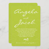 タイポグラフィシャルトリューグリーン結婚フローラ 招待状 (正面/裏面)