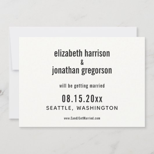 タイポグラフィシンプルが発生している日付を保存 セーブザデート (裏面)