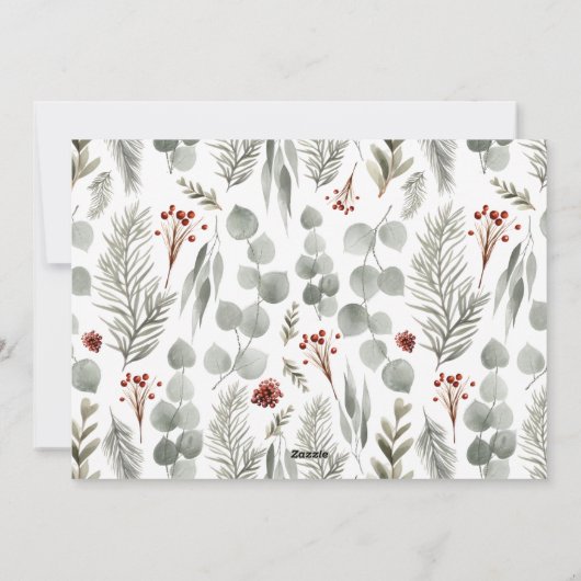 タイポグラフィシンプルの葉3数々の写真クリスマス シーズンカード (裏面)