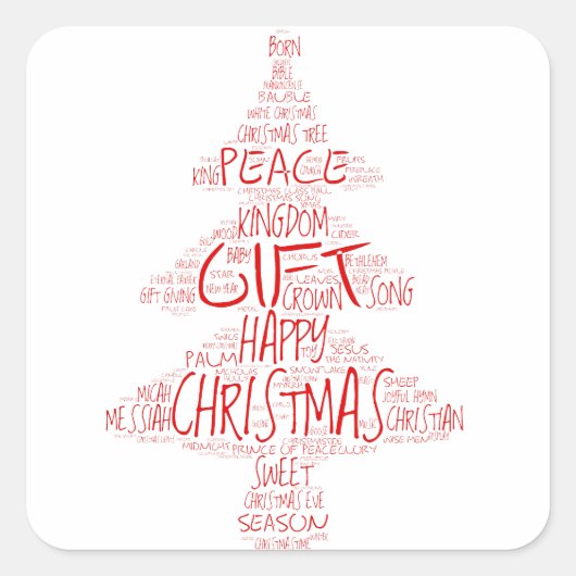 タイポグラフィシンプルクリスマスツリー スクエアシール (正面)