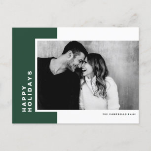 タイポグラフィシンプルグリーンカラーブロックフォト シーズンポストカード