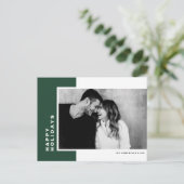 タイポグラフィシンプルグリーンカラーブロックフォト シーズンポストカード (スタンド正面)