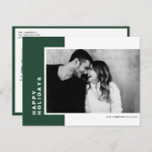 タイポグラフィシンプルグリーンカラーブロックフォト シーズンポストカード (正面/裏面)