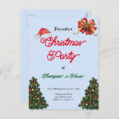 タイポグラフィシンプルグリーンツリーズのクリスマス シーズンポストカード (正面/裏面)