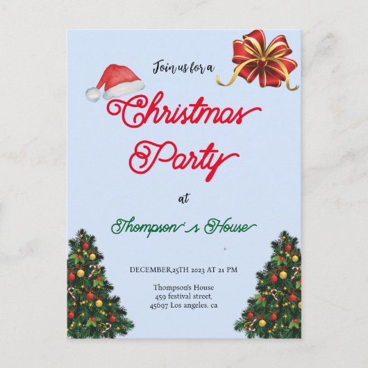 タイポグラフィシンプルグリーンツリーズのクリスマス シーズンポストカード (正面)