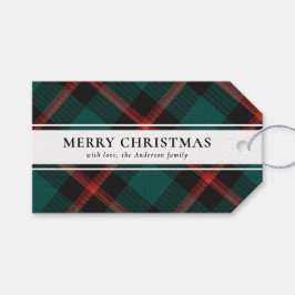 タイポグラフィシンプルグリーンバッファロープレイドクリスマスクリスマス ギフトタグ