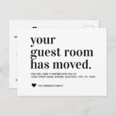 タイポグラフィシンプルゲストルームムービングアナウンスメント 案内ポストカード (正面/裏面)