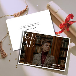 タイポグラフィシンプルスタイルレトロ卒業写真 招待状