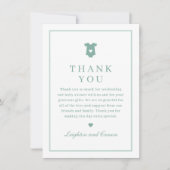 タイポグラフィシンプルセージ緑ベビーシャワー サンキューカード (正面)